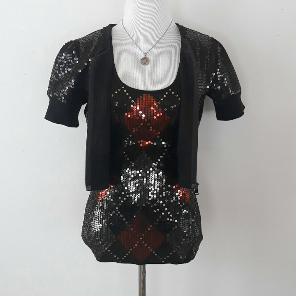 Express sequined tank & cardigan set - Picture 2 of 8